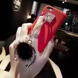 Wholesale PU Drill Metal Buckle Pearl Small Hairball Chain Strap Cell Phone Case Cover for iPhone 7 6s Plus from china suppliers