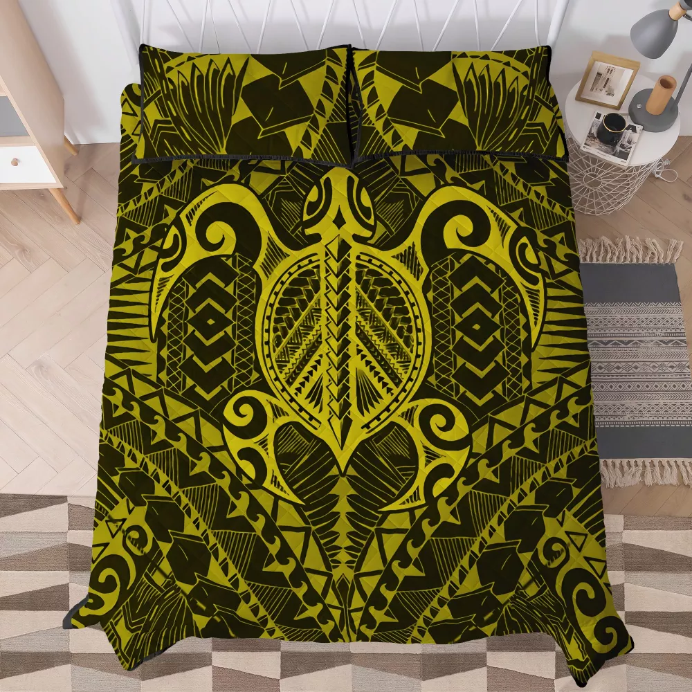 Polynesian Tribal Quilt Bedding Set Red Tonga Design Comforter with Cotton Filling