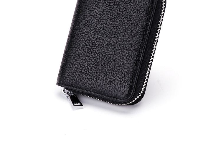 Custom Logo Avaliable Female Change Wallet with Anti-theft Zipper in Genuine Leather
