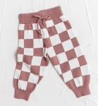 2PCS Customized Checkerboard Sweater Set 100% Cotton Knit Wear For Little Girls