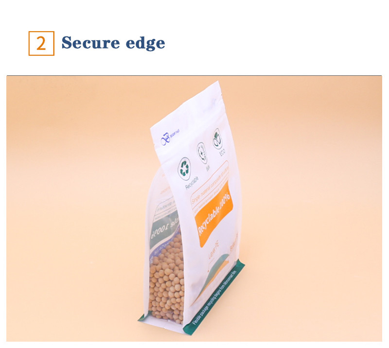 Plastic Food Bags Recyclable Eight Sided Flat Bottom Bag Recycled Plastic Zipper Pouch