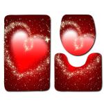 Romantic Valentine'S Day Toilet Mat Set 3 Piece Bath Rug Set non slip