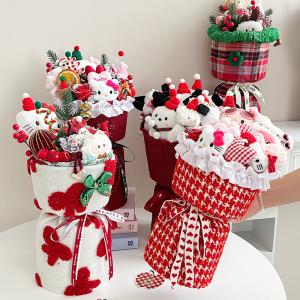Wholesale Christmas Plush Fabric Doll Finished Bouquet Christmas Eve Gift Birthday Present for Girlfriend from china suppliers