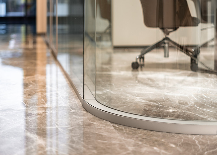 Frameless Design Maximizes Daylighting Partition Wall Glazed Wall Customized Curved Glass