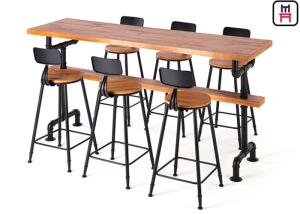 Wholesale Solid Wood Top Restaurant Bar Tables Tube Design Base With Comfotable Footrest from china suppliers