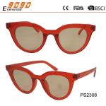Lady's fashionable plastic sunglasses with 100% UV protection lens.metal hinge