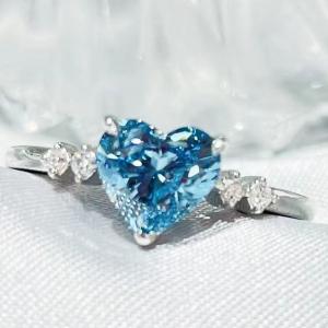 Wholesale Heart Lab Diamond Jewelry Lab Created Blue Diamond Ring VS2-VVS1 from china suppliers