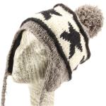 Fox Fur Winter Knit Wool Winter Hat Ear Flaps Strings Buckle Closure Blank Logo
