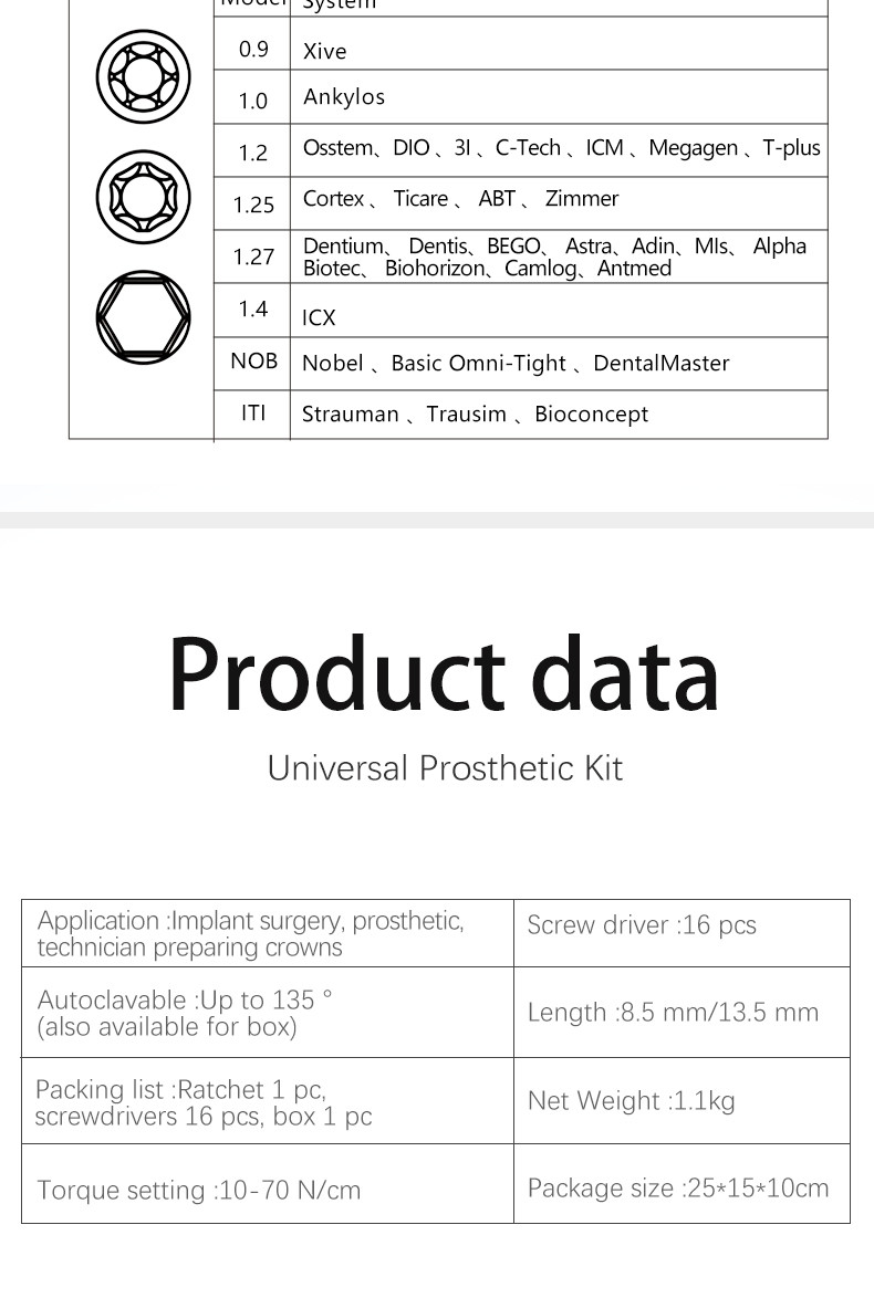 Autoclavable Dental Implant Tools Screwdriver Set Lightweight