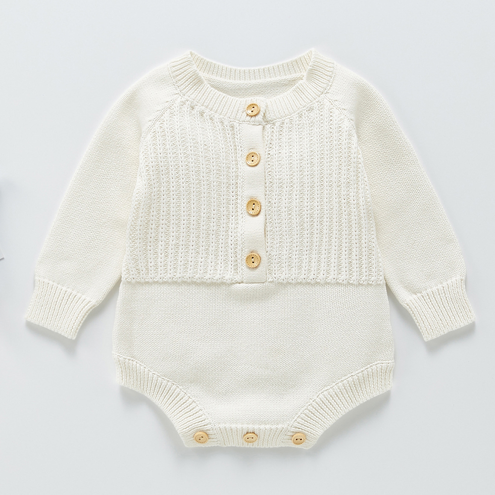 Baby Boys And Girls Knitted Romper Babies Sweater Jumpsuit Unisex Solid Kids Clothing Bodysuit Long Sleeve