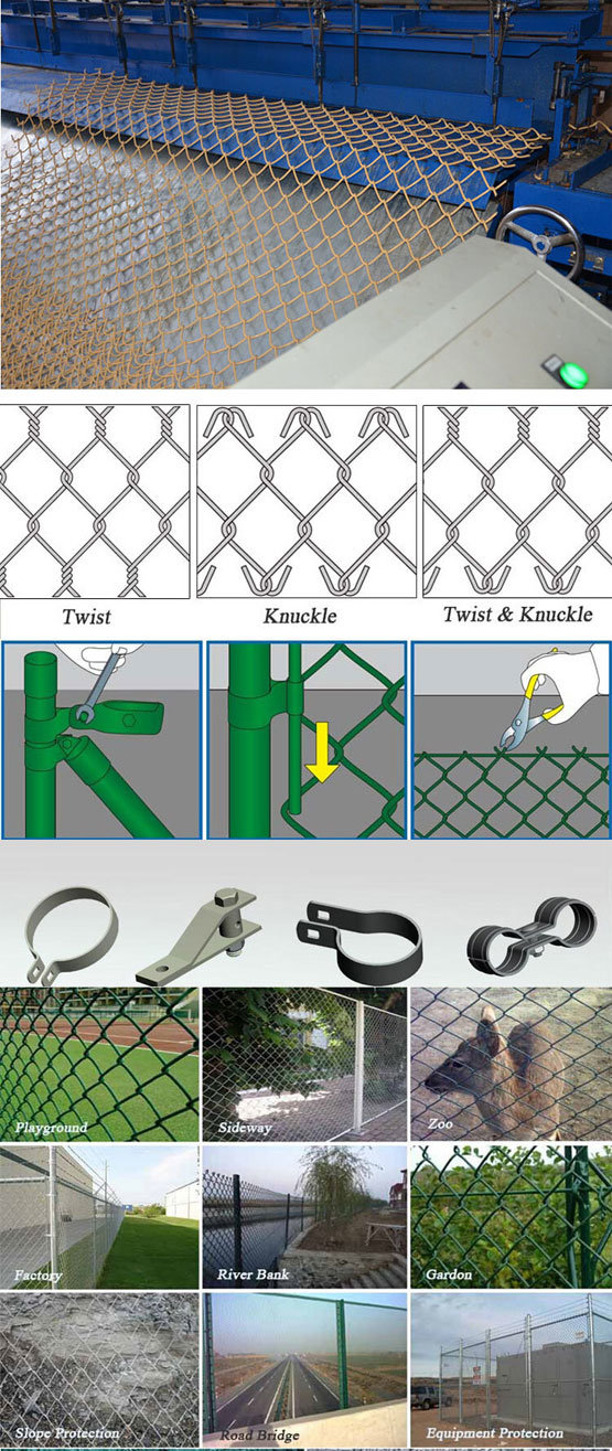 9 Gauge Wire Green Vinyl Chain Link Fence Fabric