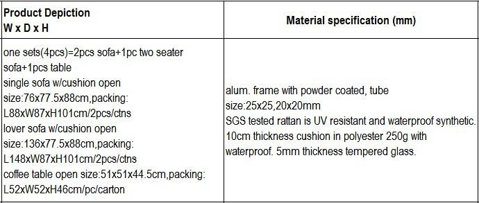 4pcs new design patio sofa furniture