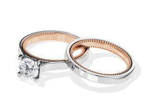 Wholesale Two Tone Color 9K Gold Ring 7.5MM with 1.5ct Moissanite Diamond from china suppliers