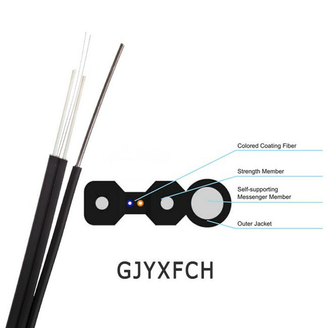 4 Core 657A1 Single Mode Flat Aerial Ftth Drop Cable With Messenger