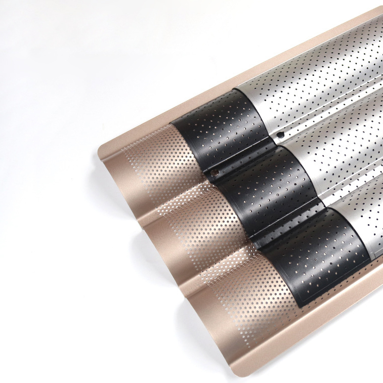 Wave Gutter Non Stick French Bread Perforated Tray Baking Baguette Pan Competitive