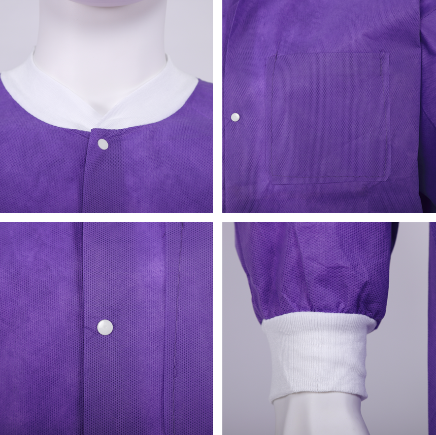 S&J Disposable SMS Lab Coat Nonwoven Premium Quality Knitted Collar & Cuffs Dental Clinic Multi-Color Doctor Nurse Lab Jacket