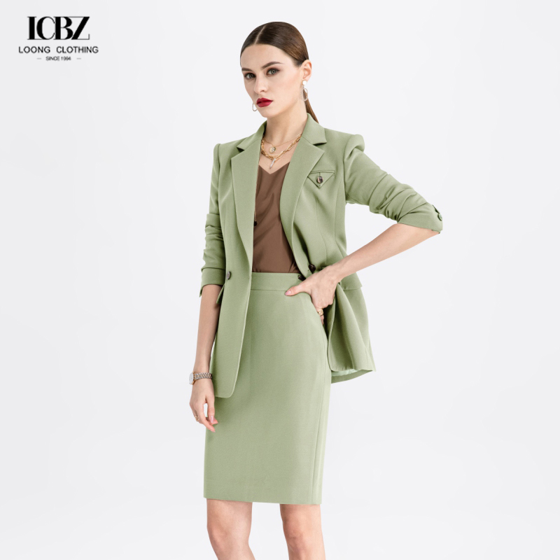 Formal Fashion Suit for Women Slim Fit Double Breasted Pants Suit in Elegant White