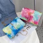 Women's Colorful Style Small Square Bag with Colorful Chains and Tassel