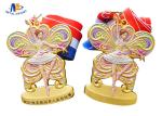 Dancing Medal In 3D Effect Colors Painting for Dancing Girl With Woven Ribbon