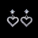 Imperial Crown Shape Silver Cubic Zirconia Earrings / Elegant Platinum Jewellery