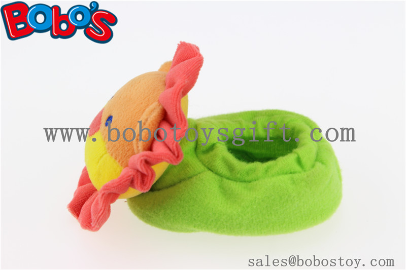 Soft Short Plush Stuffed Lion Toy Baby Indoor Shoes with Rattle