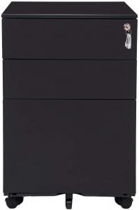 Wholesale 3 Drawer Black Mobile Metal File Cabinet With Anti-Tilt Mechanism from china suppliers