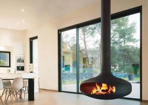 Wholesale 60m2 Suspended Wood Fireplace 0.6m Ceiling Mounted Fireplace from china suppliers