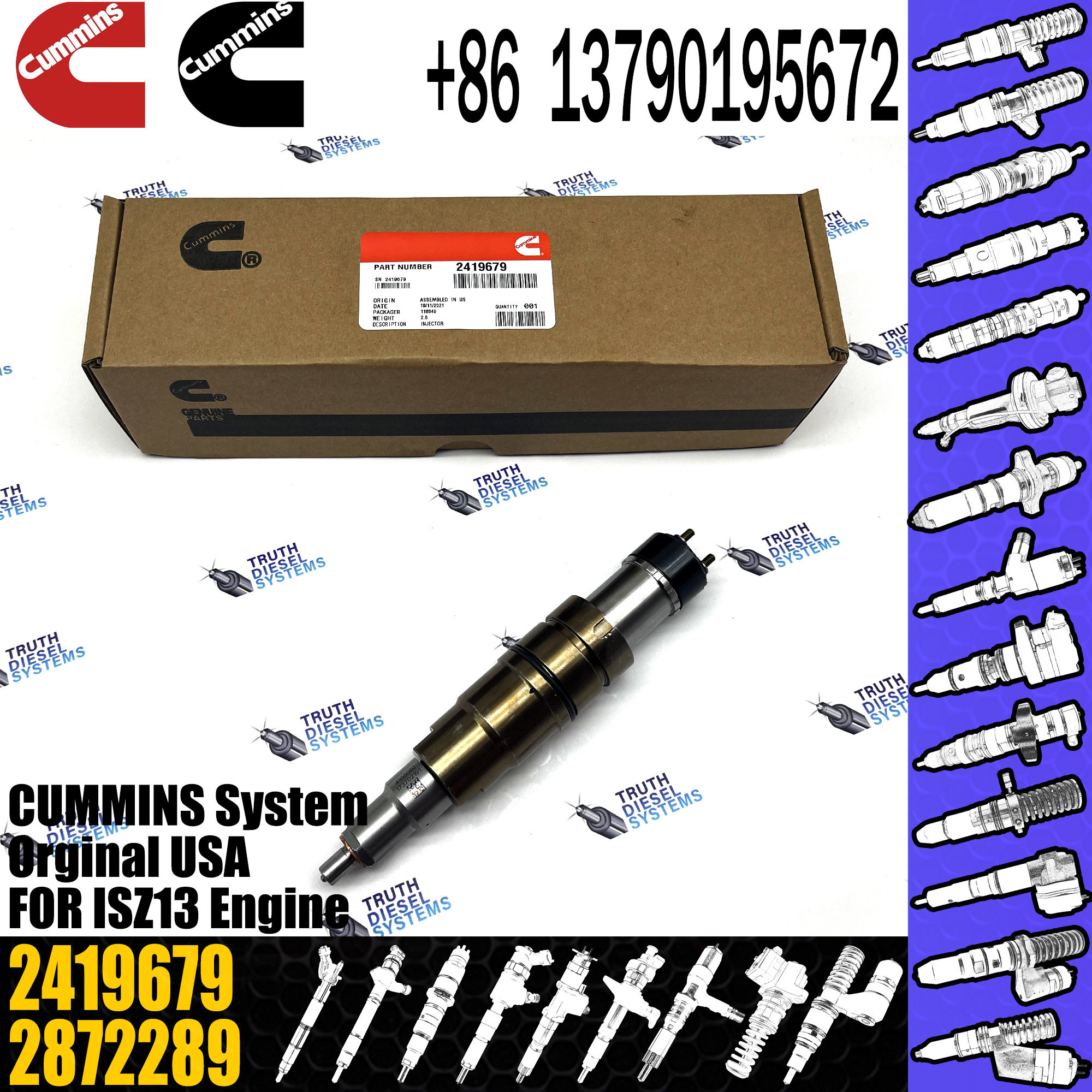 injector 1881565 common rail injector 1881565 for diesel fuel engine DC13 1933613 2057401 2058444 2419679