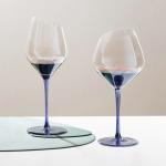 Lead Free 550ml Glass Drinking Goblets 19 Ounce Angled Iridescent Wine Glasses