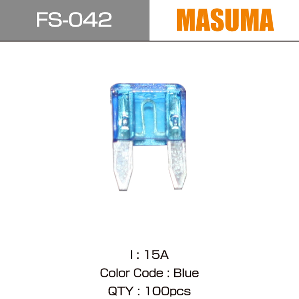FS-042 15A Blue 100 pcs MASUMA Car Accessories Fuse Kits 09481-15501 18790-05262 18980-04816 24319-C9915