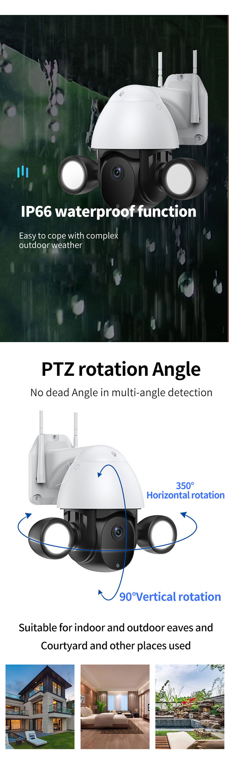 Floodlight WIFI Dome Camera Automatic Track Full Color Night Vision Camera With AI