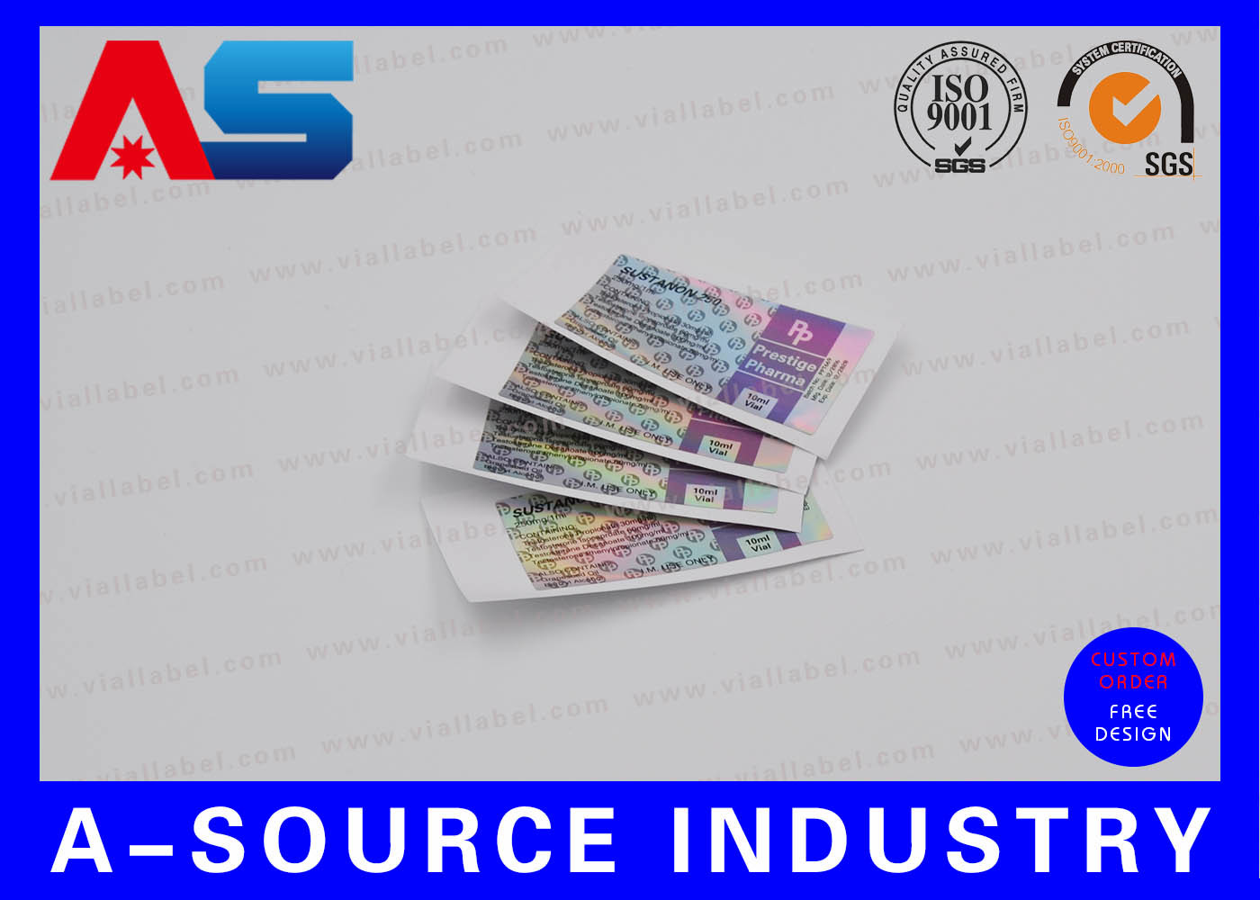 Strong adhesive Noble Laboratories Pharmaceutical Peptide Bottle Labels For 10ml Injectable Vials