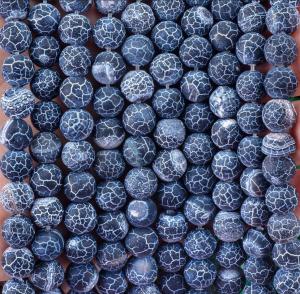 Wholesale Dark Blue Weathered Agate Loose Bead Strands Semi Precious Stone Matt Frosted Cracked Agate for DIY Jewelry Making from china suppliers