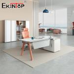 Modern Office Furniture Table L Shaped Executive Office Desk Acacia Wood Desk