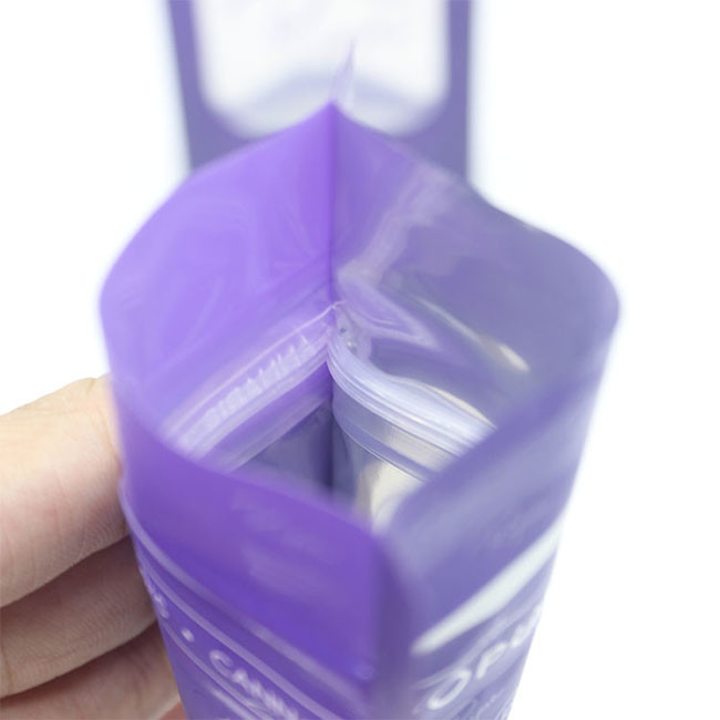 Custom Logo Purple Plastic Stand up Zip Lock Pouch Packaging Mylar Bags with Window