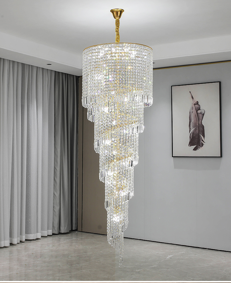 Long Hign ceiling Crystal Chandelier For Hall Project Staircase Stairwell Chandelier(WH-CY-202)