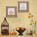 Thanksgiving Decorations Set of 2 Wooden Tabletop Sign Fall Autumn Pumpkin