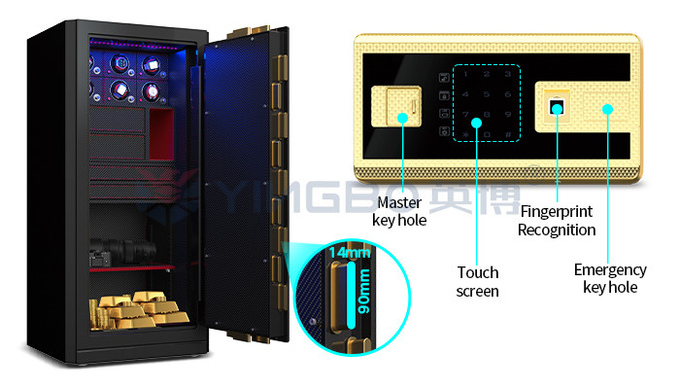H1280mm Jewelry Box Safe Biometric Fingerprint Lock Watch Winder Safe
