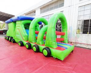 China Train Bouncy Castle 13.2X4.7X3M Inflatable Obstacle Course on sale