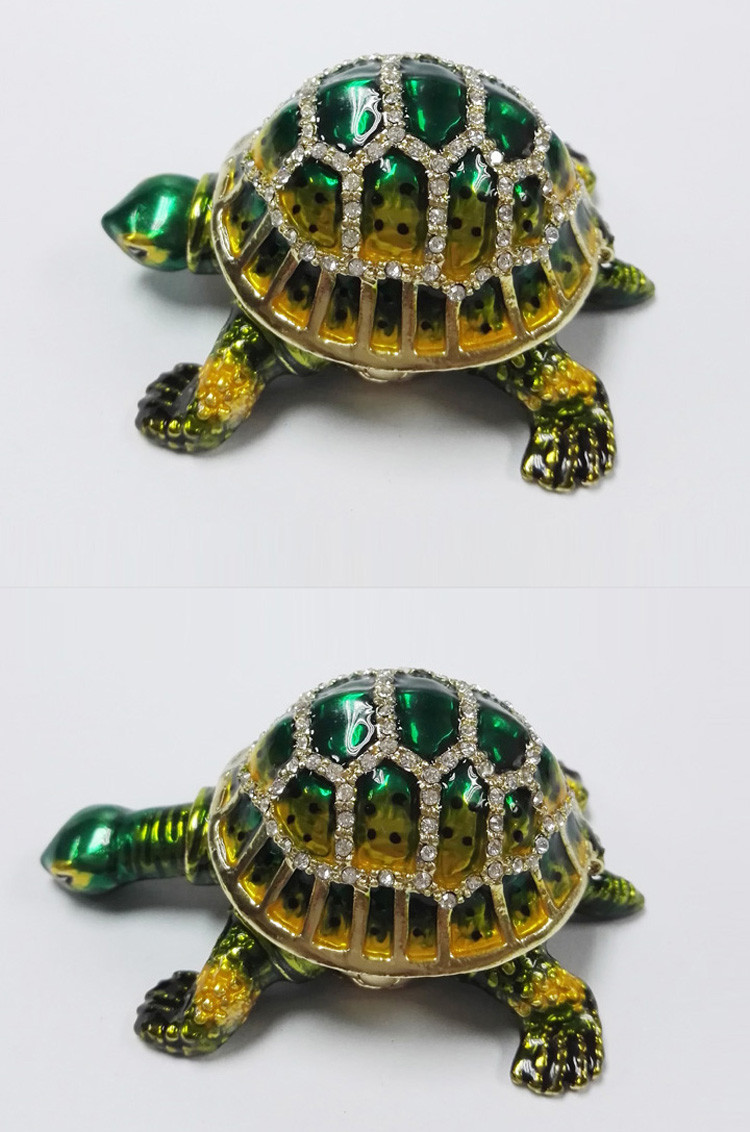 Lucky jeweled trinket boxes green turtle trinket box metal turtle jewelry box