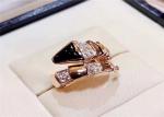 Handmade 18K Gold Diamond Jewelry Snake Ring With Black Onyx