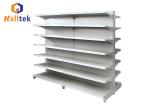 Multifunctional Supermarket Shelves , Gondola Rack Double Surfaces Back Plate