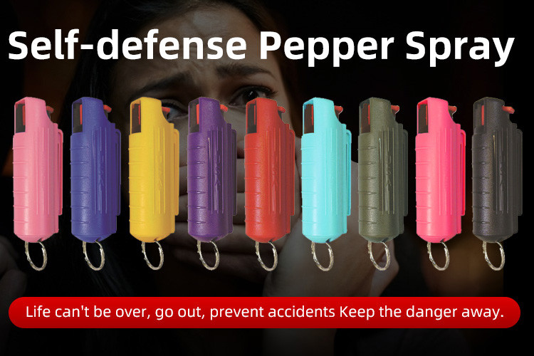 Pepper Spray Keychain quick release key ring for self defense storage OC Spray Finger Grip free training