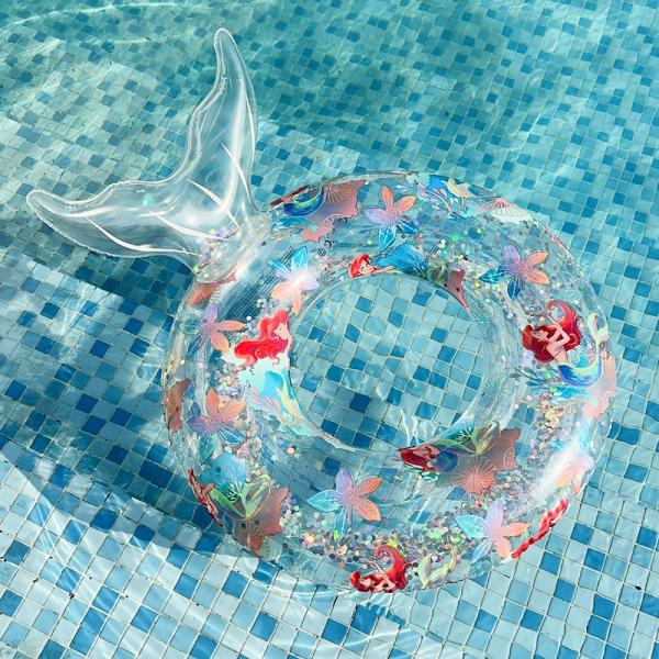 Kids' Outdoor Pool Fun with Inflatable Fish Tail Float Decorations and Swim Tubes