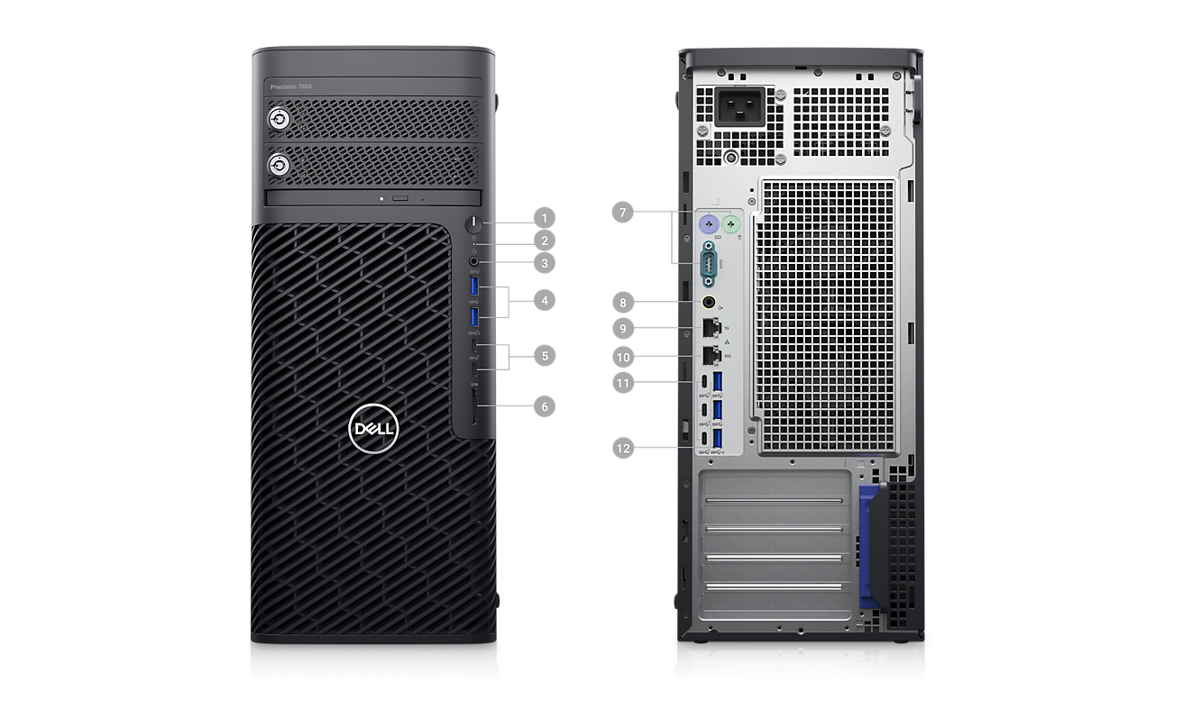 Windows 11 Pro AMD Ryzen 5945WX 8G 512G 2T T400-4G GPU 1350W Dell Workstation Desktop PC
