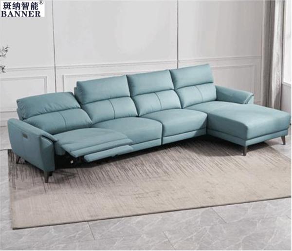 BN Cowhide Functional L-Shaped Chaise Longue Sofa Modern Minimalist Doll Cotton