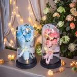 Wholesale Factory Ins Artificial LED Decorative Flowers Birthday Glass Dome Rose