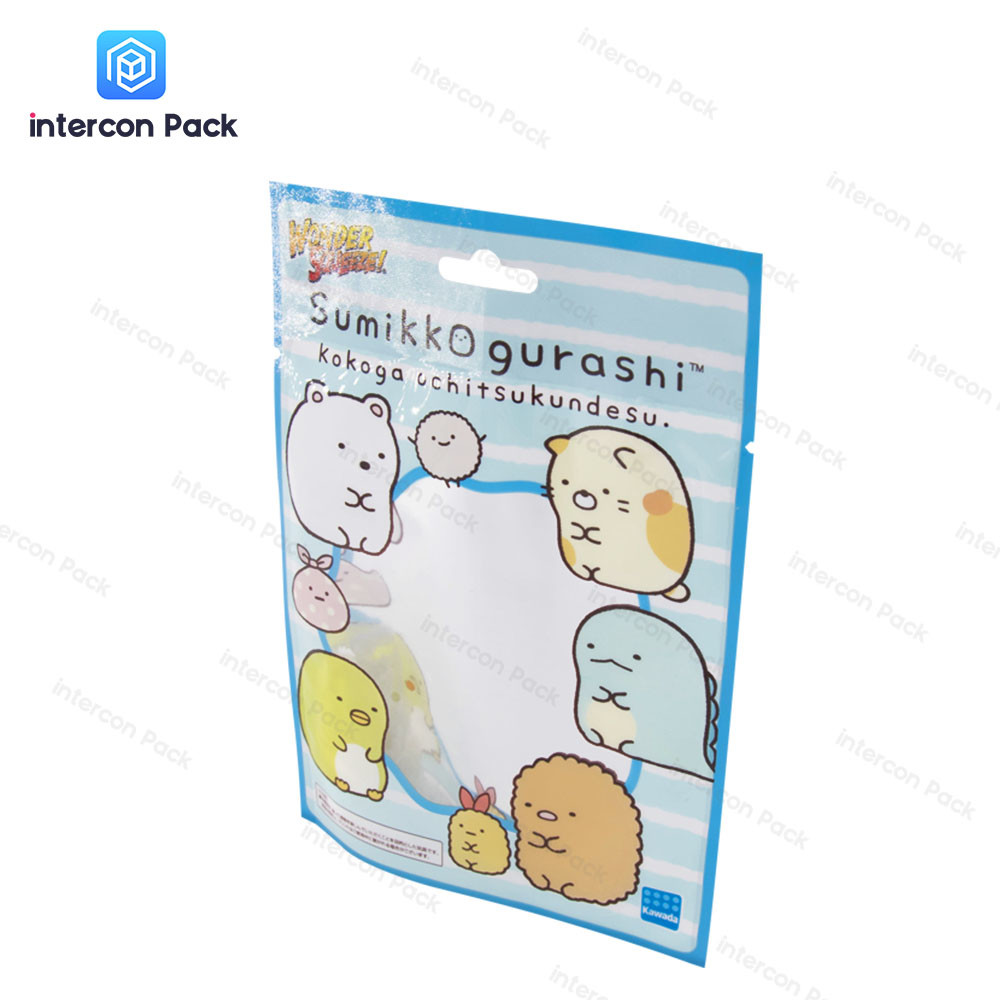 Customized Candy Packaging Bags Stand Up 3 Side Seal Bag With Transparent Windows