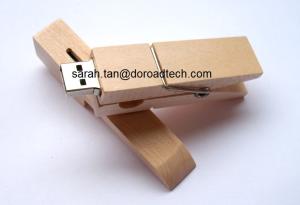 Wholesale Wooden Clip Shape USB Flash Drives, 100% Original &amp; New Memory Chip DR-FS59 from china suppliers