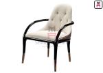 Curved Solid Wood Armrest Leather Modern Dining Chairs 0.38cbm Volume With Metal